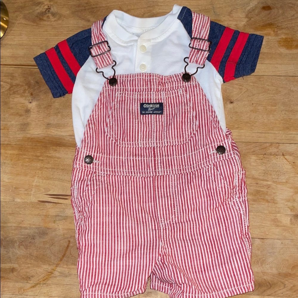 OshKosh B'gosh Red and White Striped Overalls